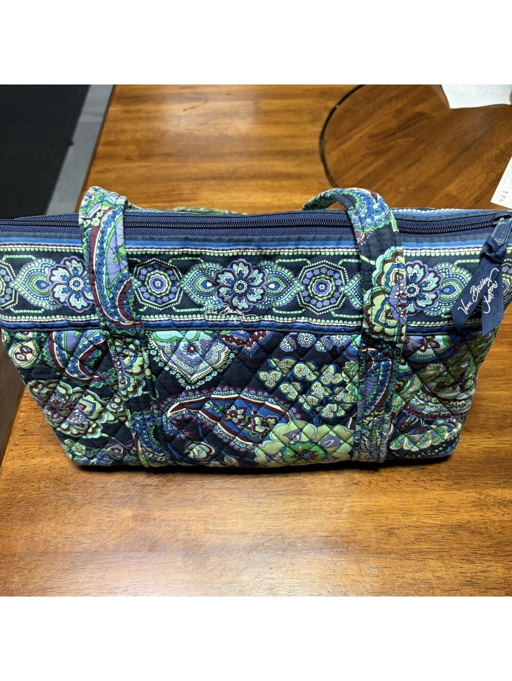 Vera Bradley Blue Rhapsody Paisley Medium Shoulder Bag Pockets ! Retired